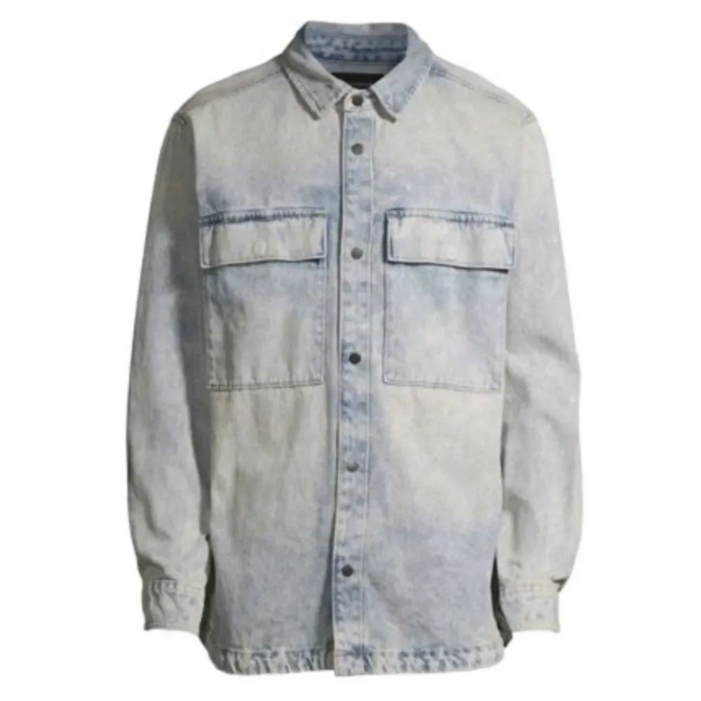 No Boundaries Women’s 2XL Acid Wash Denim Snap Front Shirt Jacket Heavyweight